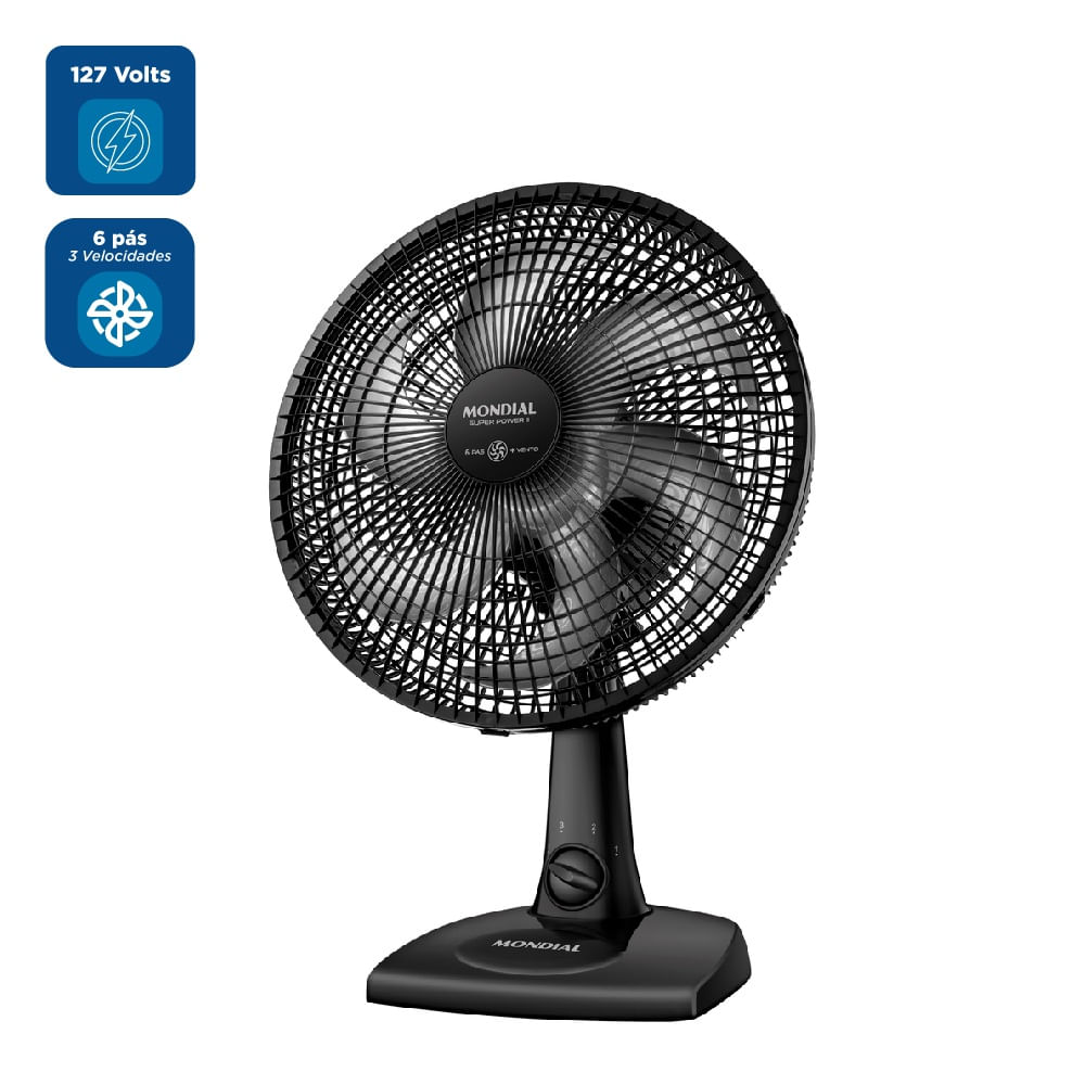 Ventilador de Mesa Mondial 30cm Super Power II Preto NVSP-30-B2 - 127 Volts - Imagem 2
